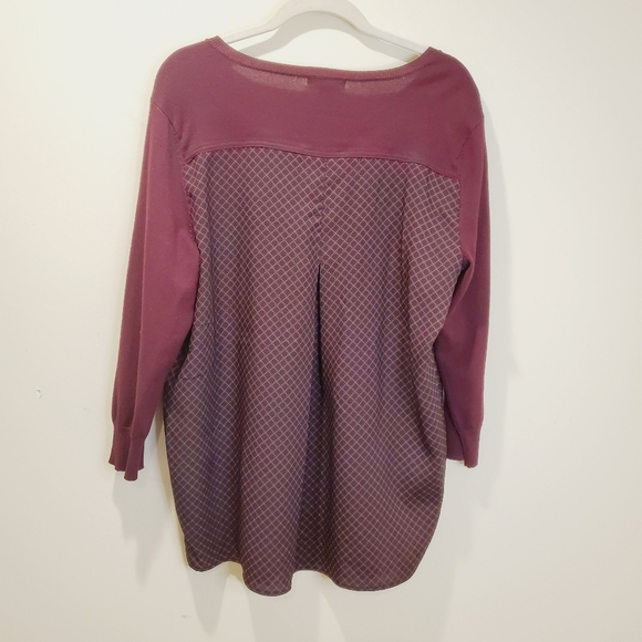 BLL New York red wine long sleeve blouse sweater size L - Picture 8 of 13